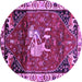 Round Animal Purple Traditional Rug, tr3138pur