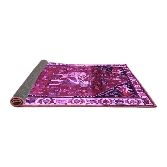 Sideview of Animal Purple Traditional Rug, tr3138pur