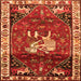 Round Machine Washable Animal Orange Traditional Area Rugs, wshtr3138org