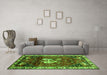 Machine Washable Animal Green Traditional Area Rugs in a Living Room,, wshtr3138grn