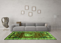 Machine Washable Animal Green Traditional Rug, wshtr3138grn