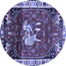 Round Machine Washable Animal Blue Traditional Rug, wshtr3138blu
