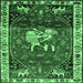 Square Animal Emerald Green Traditional Rug, tr3138emgrn