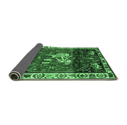 Sideview of Animal Emerald Green Traditional Rug, tr3138emgrn
