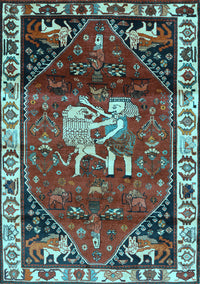 Animal Light Blue Traditional Rug, tr3138lblu