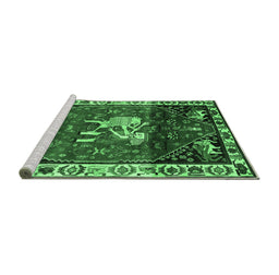 Sideview of Machine Washable Animal Emerald Green Traditional Area Rugs, wshtr3138emgrn