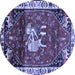 Round Animal Blue Traditional Rug, tr3138blu