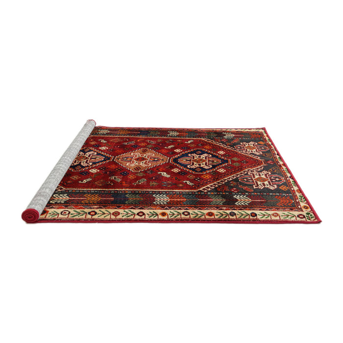 Sideview of Machine Washable Traditional Tomato Red Rug, wshtr3139