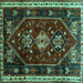 Square Machine Washable Persian Turquoise Traditional Area Rugs, wshtr3139turq