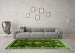 Machine Washable Persian Green Traditional Area Rugs in a Living Room,, wshtr3139grn