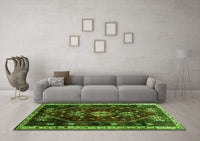 Machine Washable Persian Green Traditional Rug, wshtr3139grn