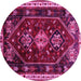 Round Machine Washable Persian Pink Traditional Rug, wshtr3139pnk