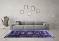 Machine Washable Persian Blue Traditional Rug, wshtr3139blu