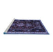 Sideview of Machine Washable Persian Blue Traditional Rug, wshtr3139blu