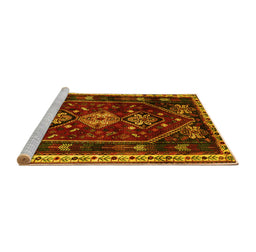 Sideview of Machine Washable Persian Yellow Traditional Rug, wshtr3139yw