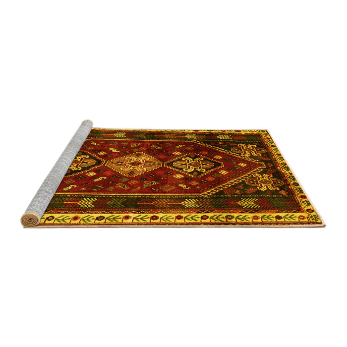 Sideview of Machine Washable Persian Yellow Traditional Rug, wshtr3139yw
