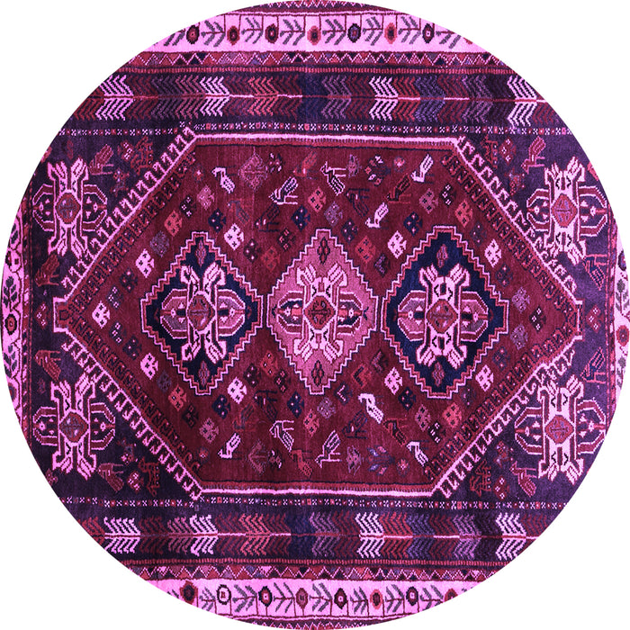 Round Machine Washable Persian Purple Traditional Area Rugs, wshtr3139pur