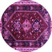 Round Machine Washable Persian Purple Traditional Area Rugs, wshtr3139pur