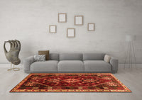 Machine Washable Persian Orange Traditional Rug, wshtr3139org