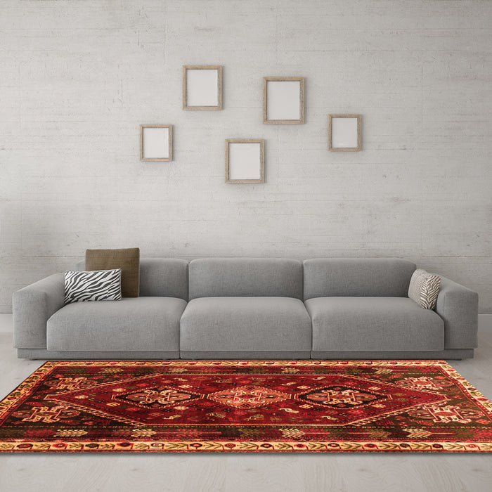 Machine Washable Persian Orange Traditional Area Rugs in a Living Room, wshtr3139org