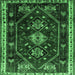 Square Machine Washable Persian Emerald Green Traditional Area Rugs, wshtr3139emgrn