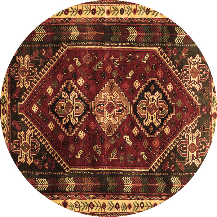 Round Persian Brown Traditional Rug, tr3139brn