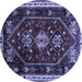 Round Persian Blue Traditional Rug, tr3139blu