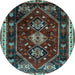 Round Persian Light Blue Traditional Rug, tr3139lblu