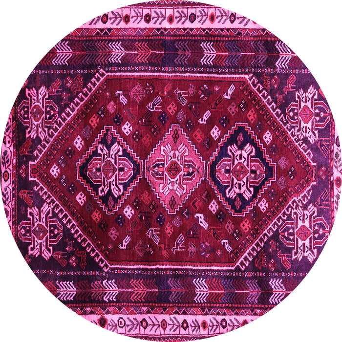 Round Persian Pink Traditional Rug, tr3139pnk