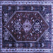 Square Persian Blue Traditional Rug, tr3139blu