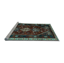 Sideview of Machine Washable Persian Light Blue Traditional Rug, wshtr3139lblu