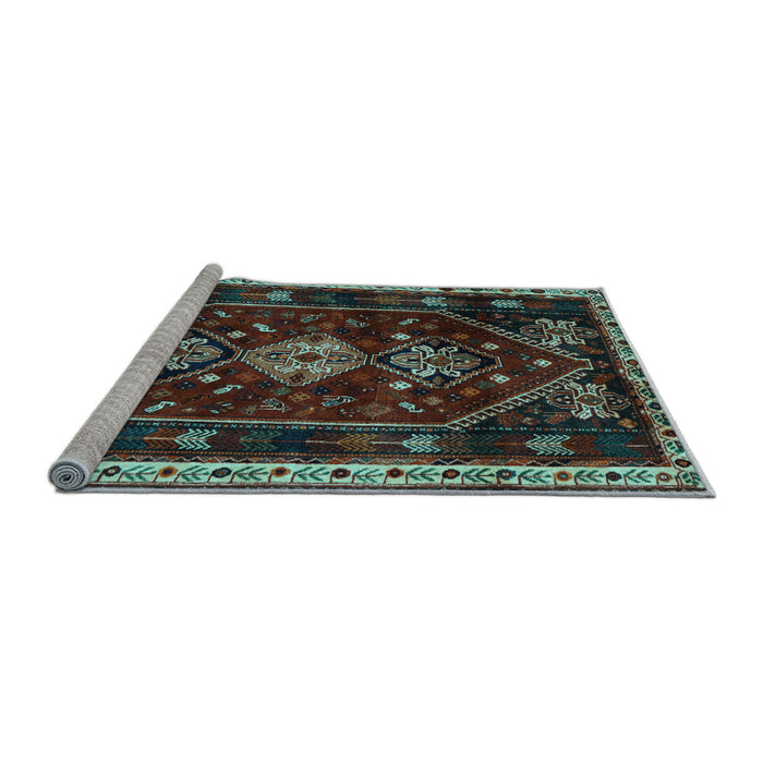 Sideview of Machine Washable Persian Light Blue Traditional Rug, wshtr3139lblu