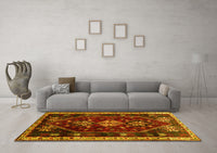 Machine Washable Persian Yellow Traditional Rug, wshtr3139yw