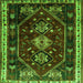 Round Machine Washable Persian Green Traditional Area Rugs, wshtr3139grn