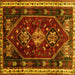 Square Machine Washable Persian Yellow Traditional Rug, wshtr3139yw