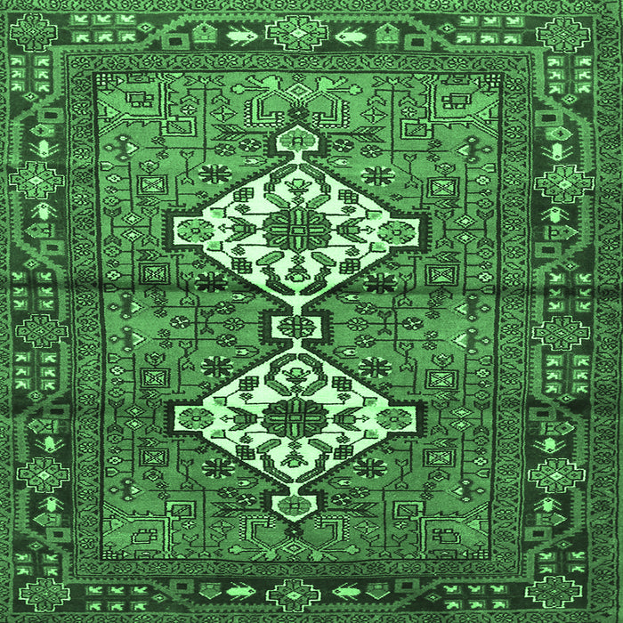 Square Machine Washable Persian Emerald Green Traditional Area Rugs, wshtr313emgrn