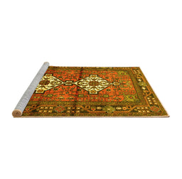 Sideview of Machine Washable Persian Yellow Traditional Rug, wshtr313yw