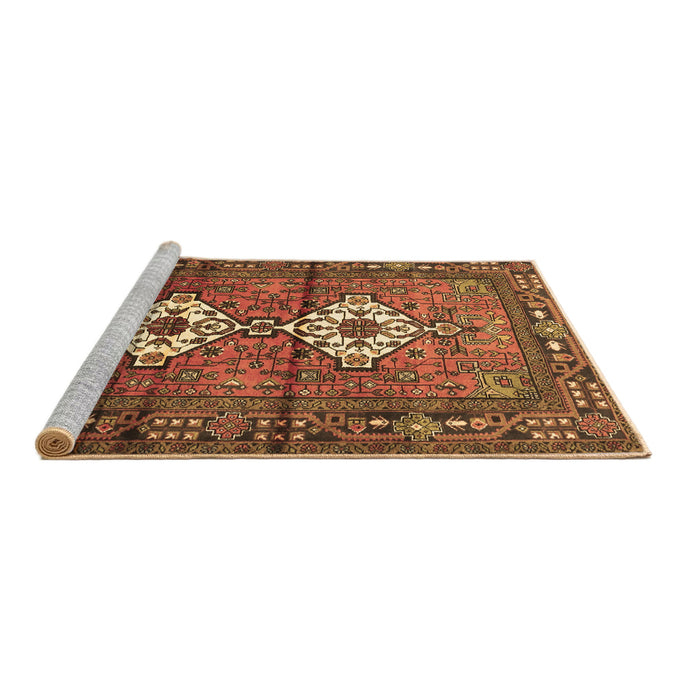 Sideview of Machine Washable Persian Brown Traditional Rug, wshtr313brn