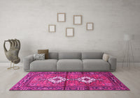 Machine Washable Persian Pink Traditional Rug, wshtr313pnk