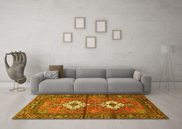 Machine Washable Persian Yellow Traditional Rug in a Living Room, wshtr313yw