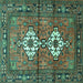 Square Machine Washable Persian Turquoise Traditional Area Rugs, wshtr313turq