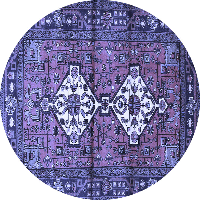 Round Machine Washable Persian Blue Traditional Rug, wshtr313blu