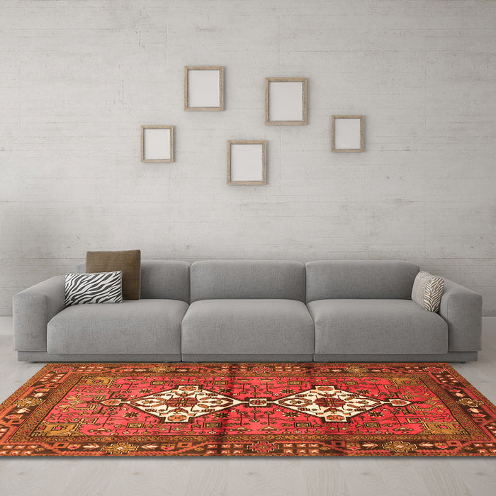 Machine Washable Persian Orange Traditional Area Rugs in a Living Room, wshtr313org