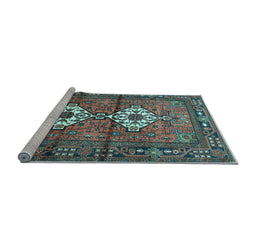 Sideview of Machine Washable Persian Light Blue Traditional Rug, wshtr313lblu