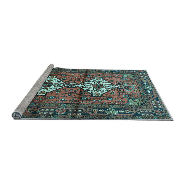 Sideview of Machine Washable Persian Light Blue Traditional Rug, wshtr313lblu