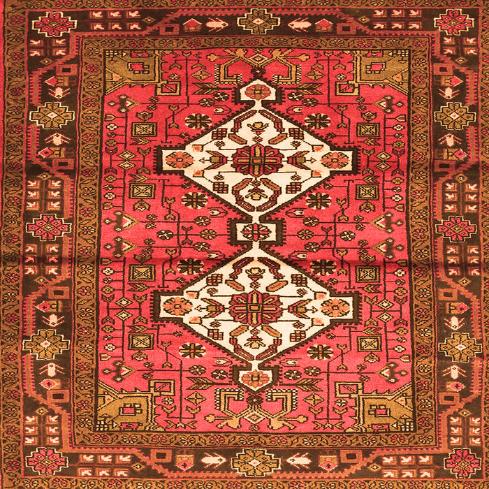 Round Machine Washable Persian Orange Traditional Area Rugs, wshtr313org