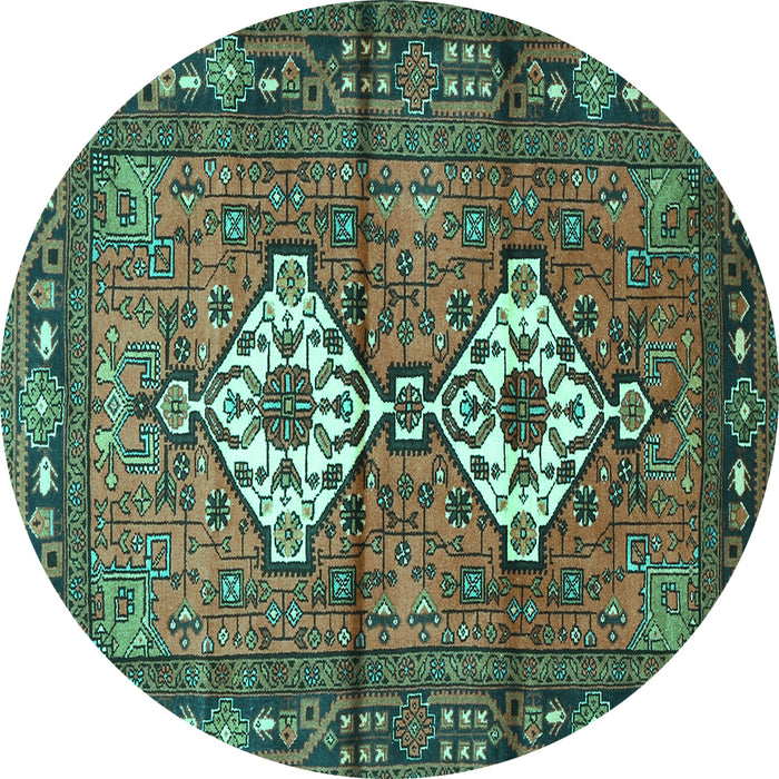 Round Machine Washable Persian Turquoise Traditional Area Rugs, wshtr313turq