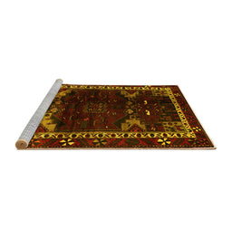 Sideview of Machine Washable Animal Yellow Traditional Rug, wshtr3140yw