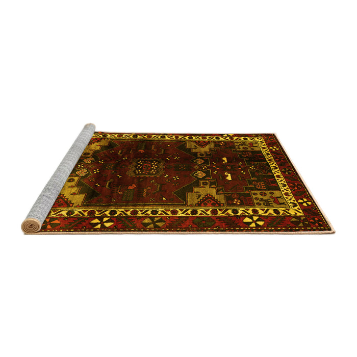 Sideview of Machine Washable Animal Yellow Traditional Rug, wshtr3140yw