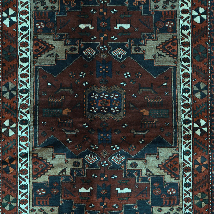Machine Washable Animal Light Blue Traditional Rug, wshtr3140lblu
